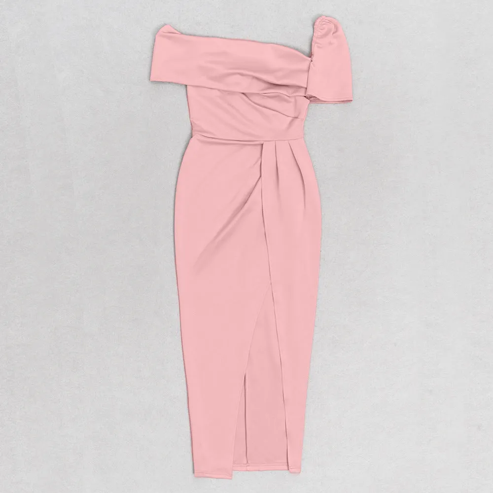 Elegant Tube Top Short Sleeve Asymmetric Dress