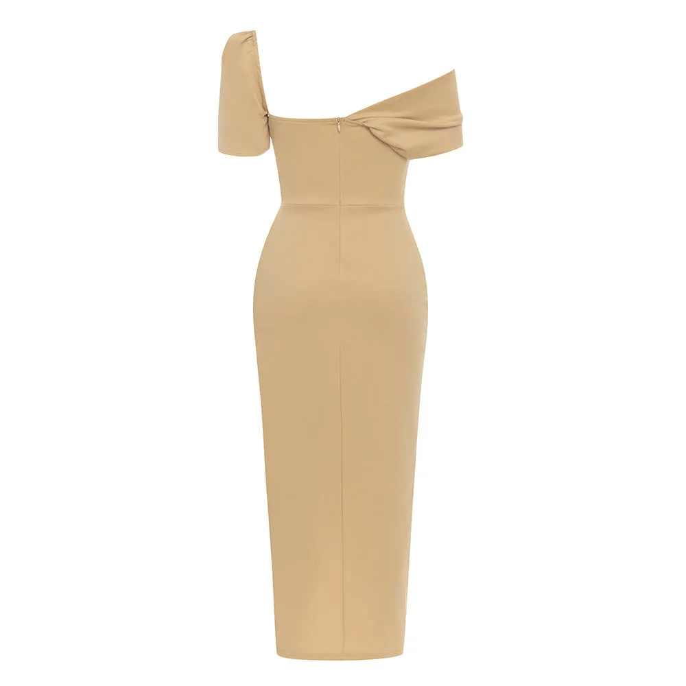 Elegant Tube Top Short Sleeve Asymmetric Dress