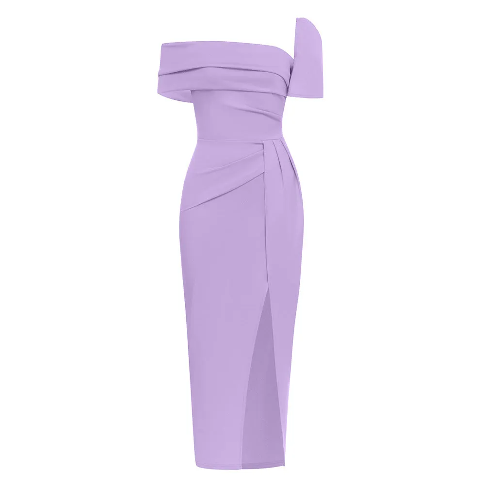 Elegant Tube Top Short Sleeve Asymmetric Dress
