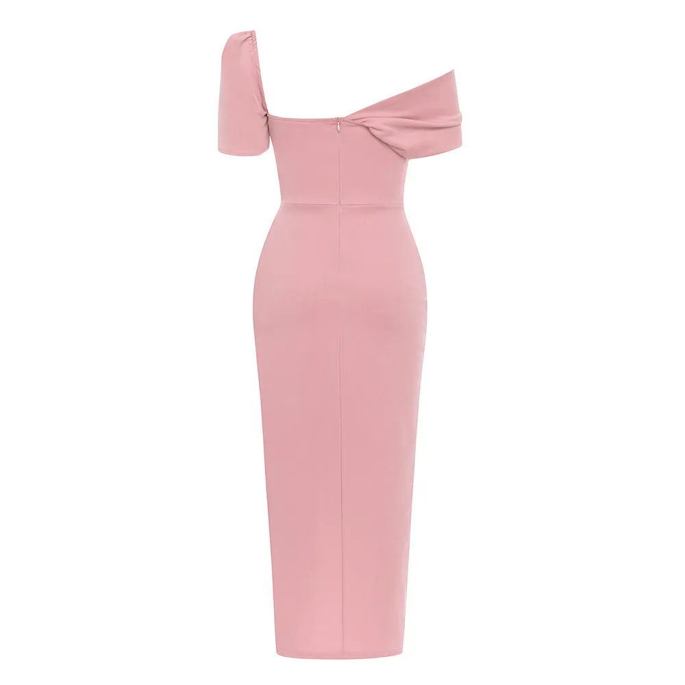 Elegant Tube Top Short Sleeve Asymmetric Dress