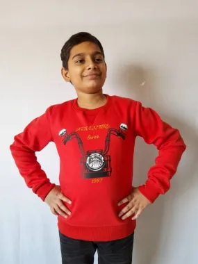Elite Red Woolen Printed Sweatshirt For Boys