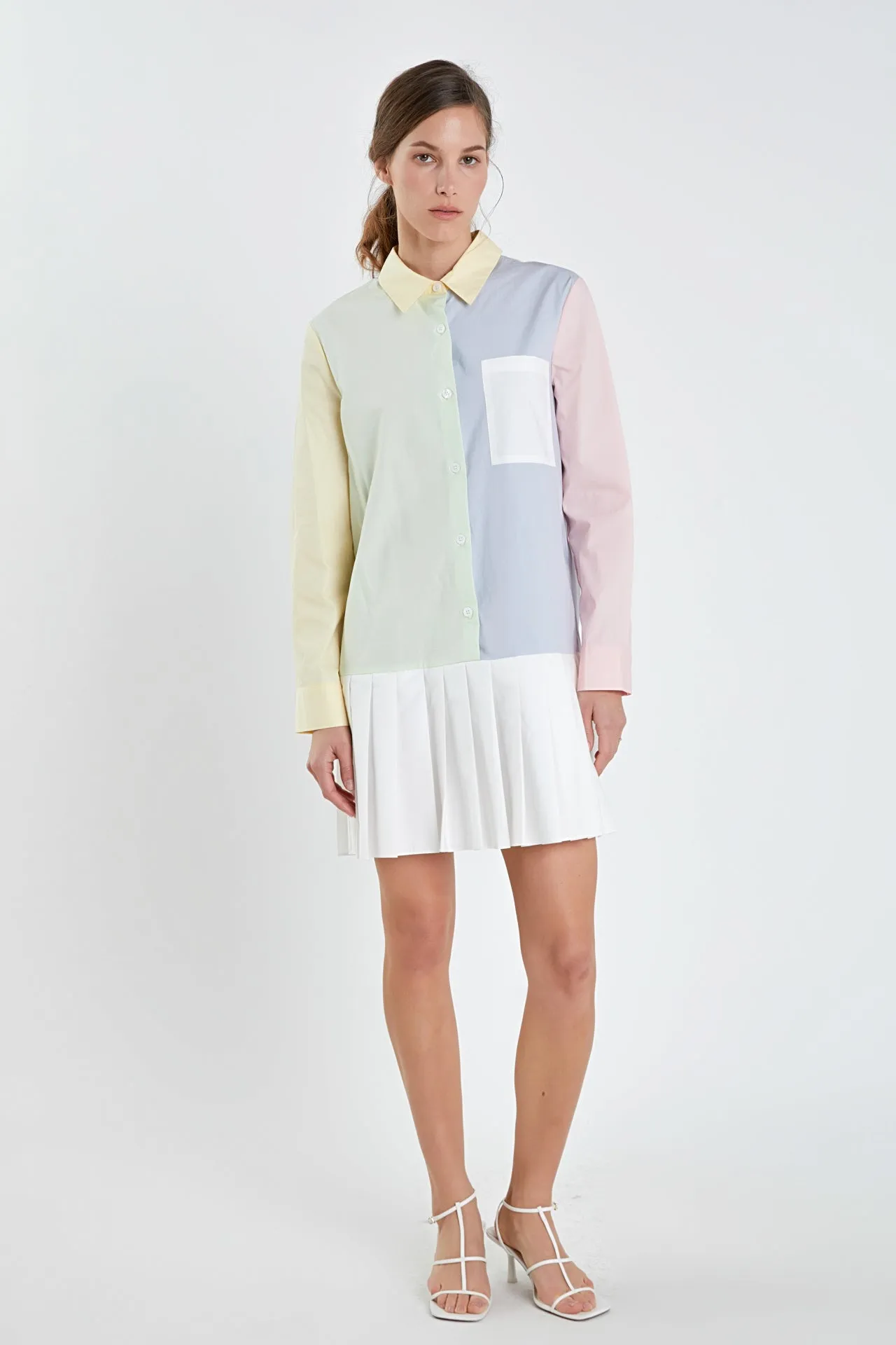 English Factory - Colorblocked Shirt Dress