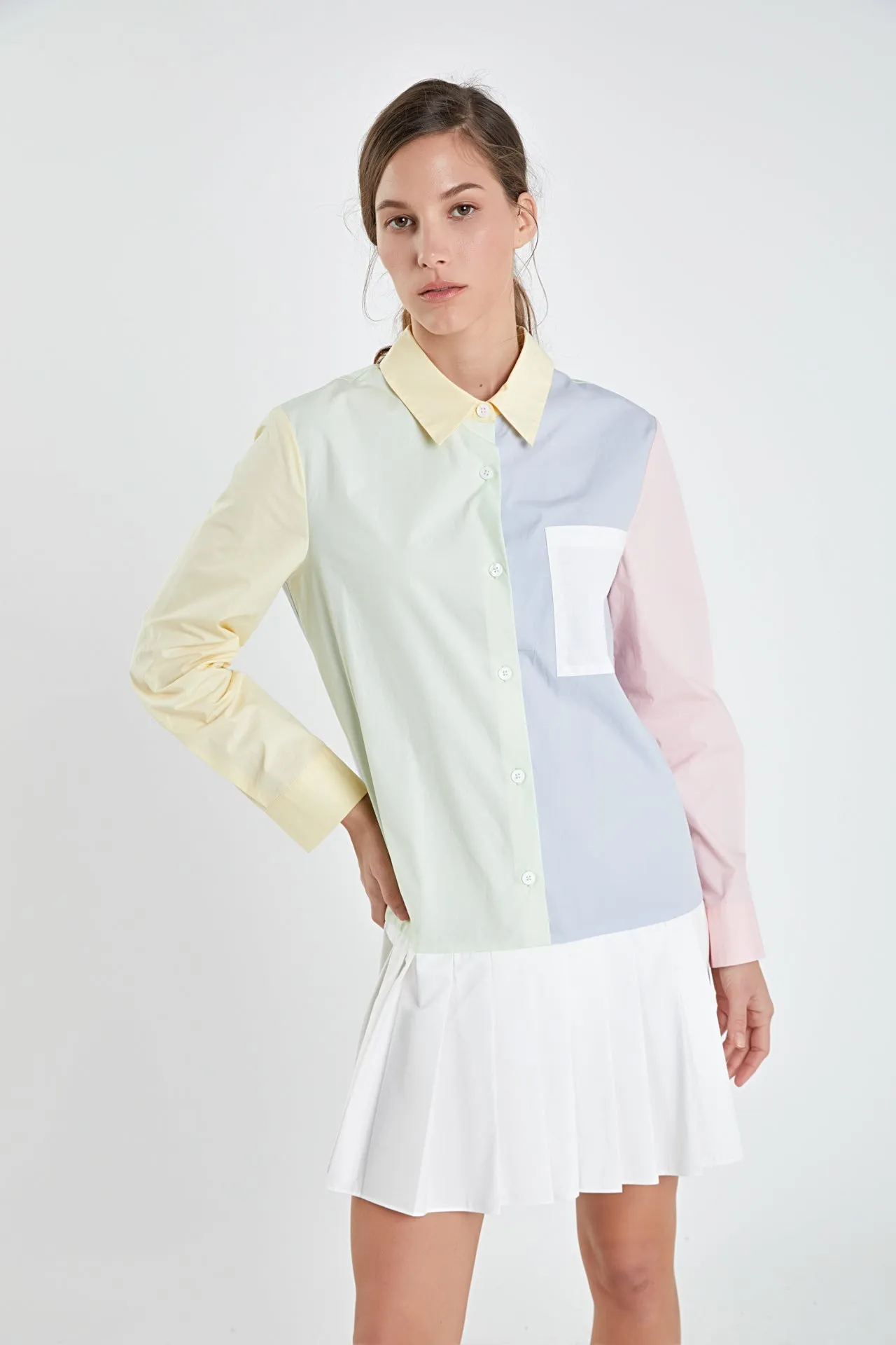 English Factory - Colorblocked Shirt Dress