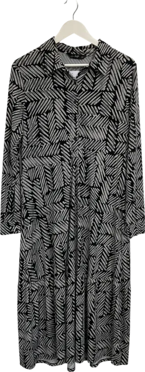 F&F Black Abstract Print Shirt Dress UK 18