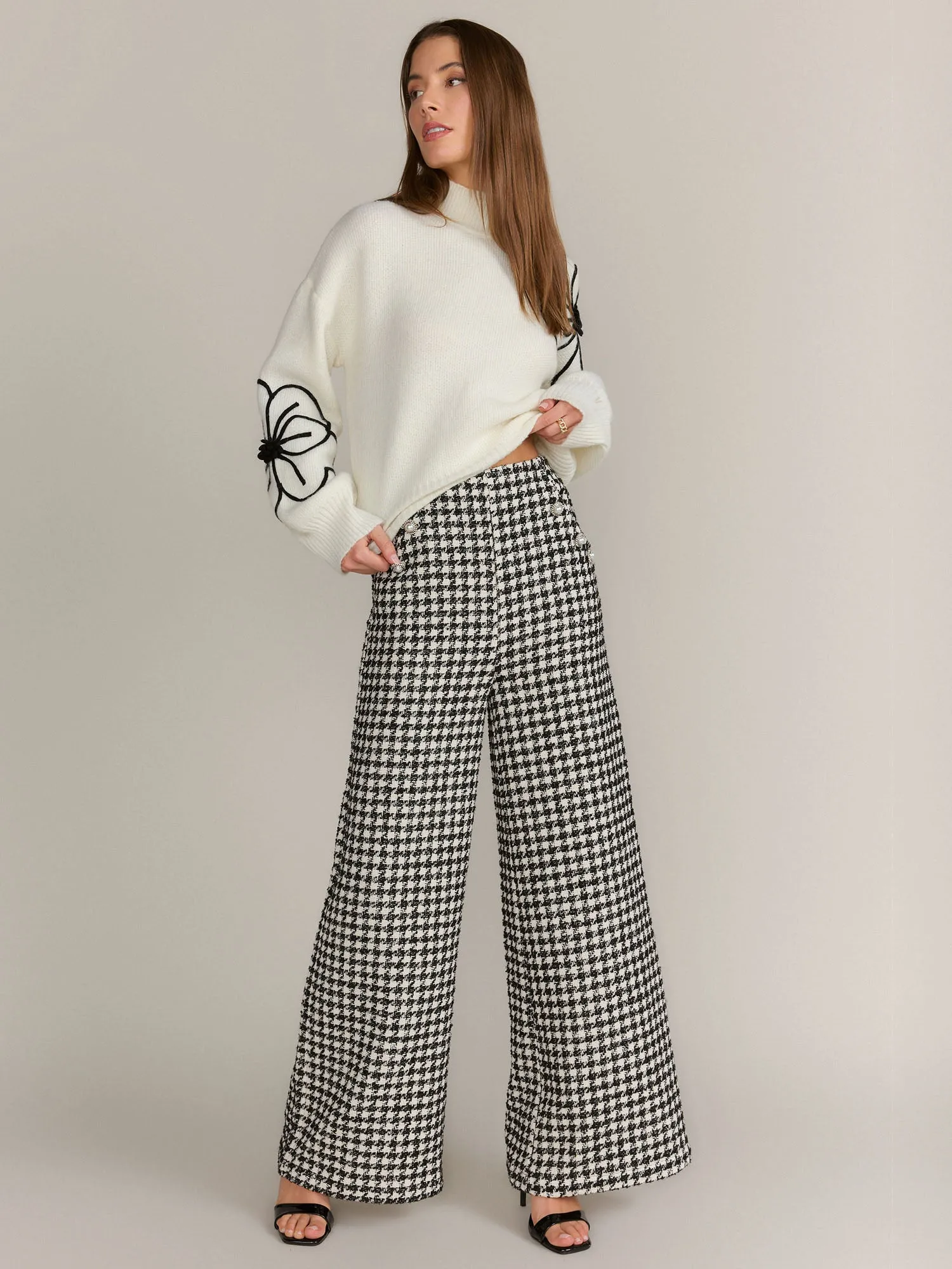 Flying Tomato Houndstooth Wide Leg Pant - Brands We Love
