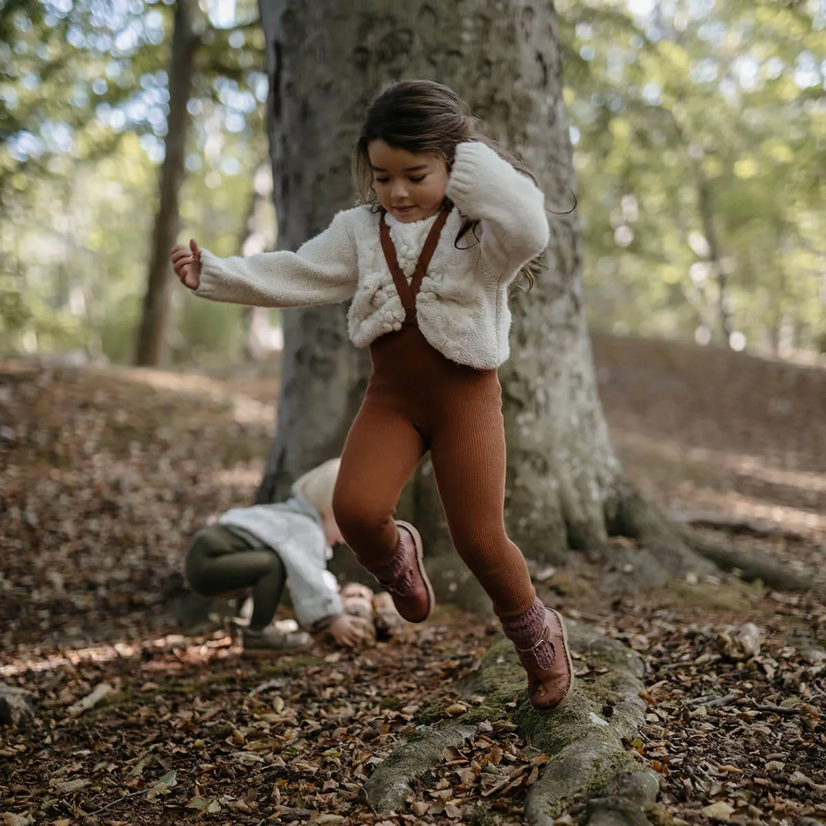 Footless Tights With Braces in Cinnamon by Silly Silas