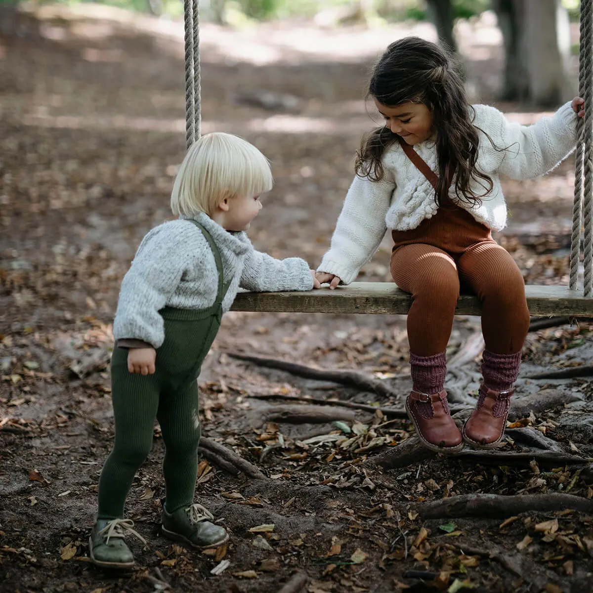 Footless Tights With Braces in Cinnamon by Silly Silas