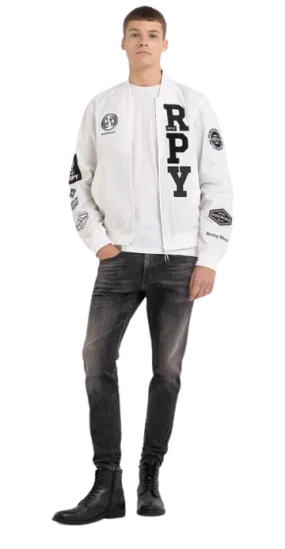 Full Zipper Bomber Jacket With Appliques