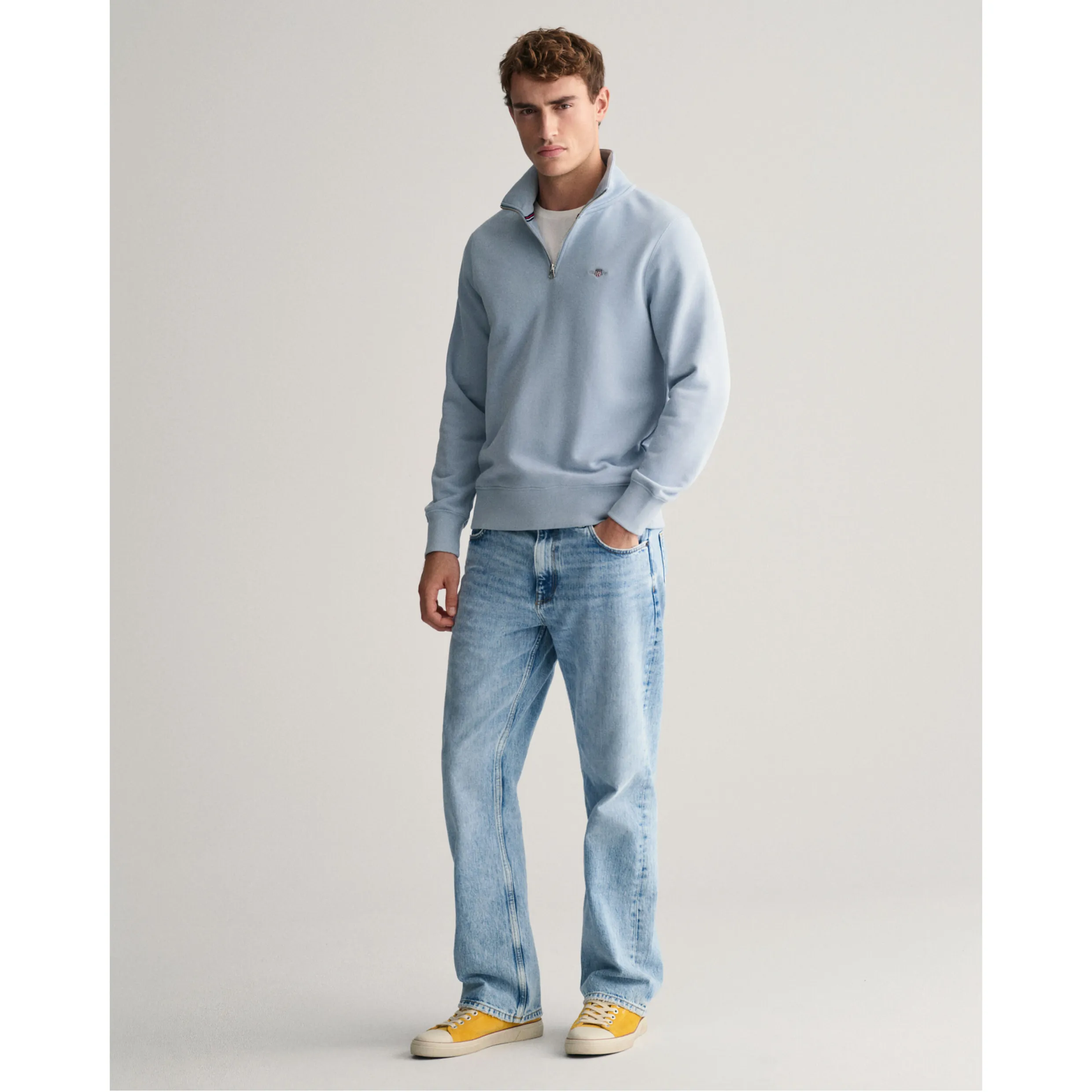 GANT Shield Half-Zip Sweatshirt Dove Blue 2008005