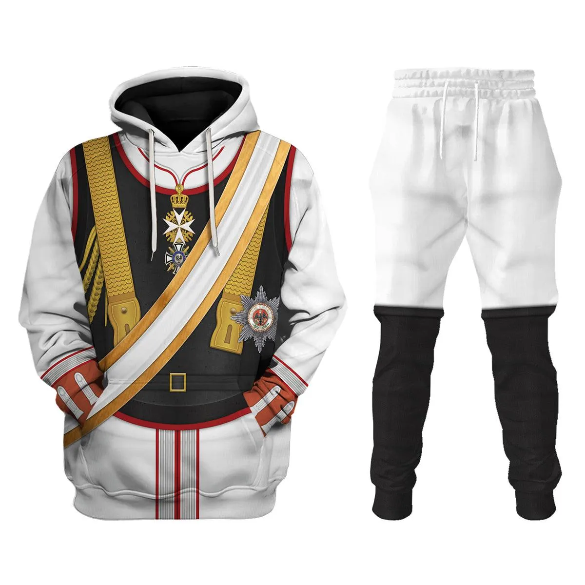 Gearhomie Kaiser Wilhelm II Uniform Garde du German Emperor Costume Hoodie Sweatshirt T-Shirt Tracksuit