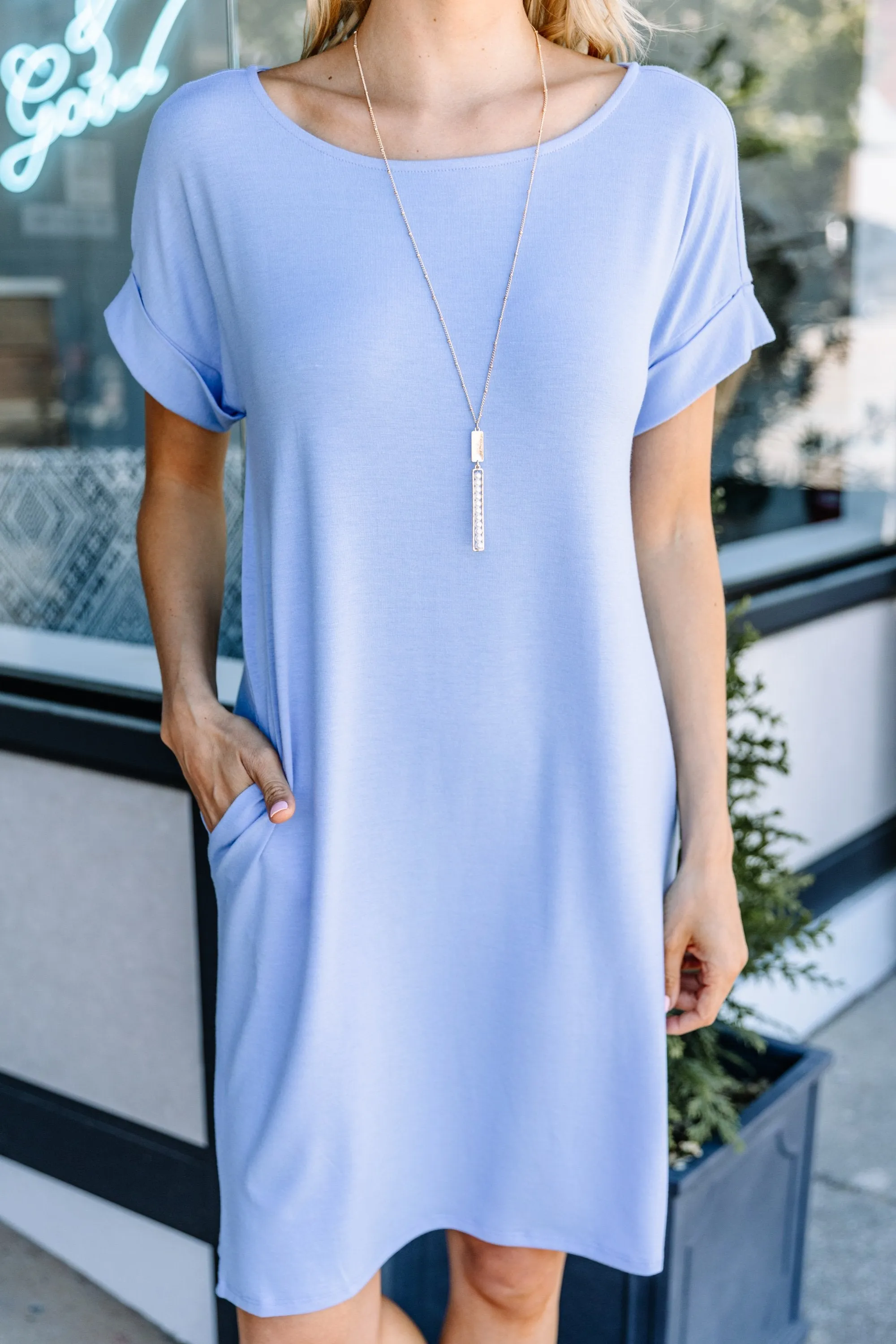 Get To Know Me Spring Blue T-shirt Dress