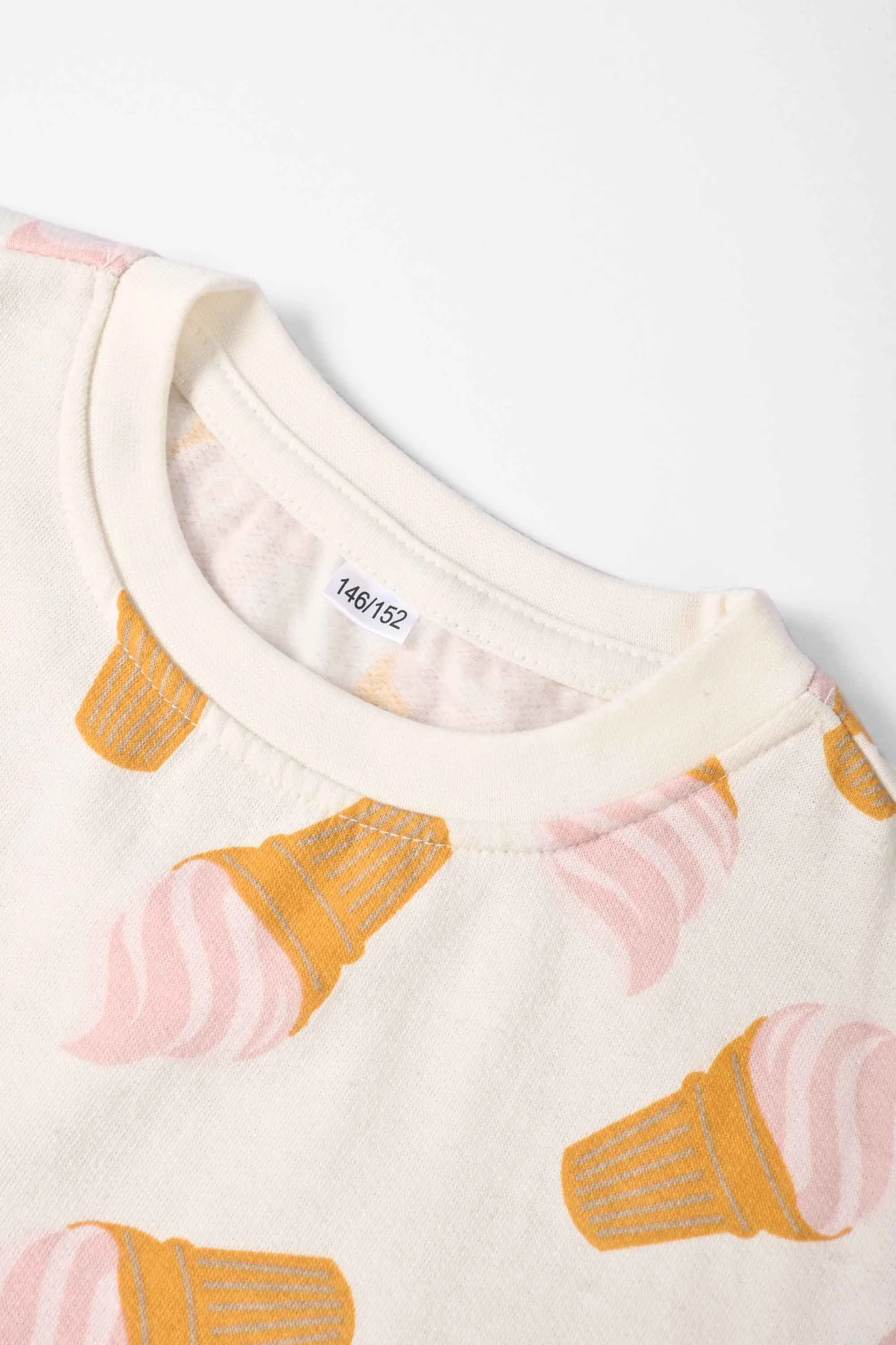 Girl's Ice Cone Printed Long Sleeve Fleece Sweatshirt