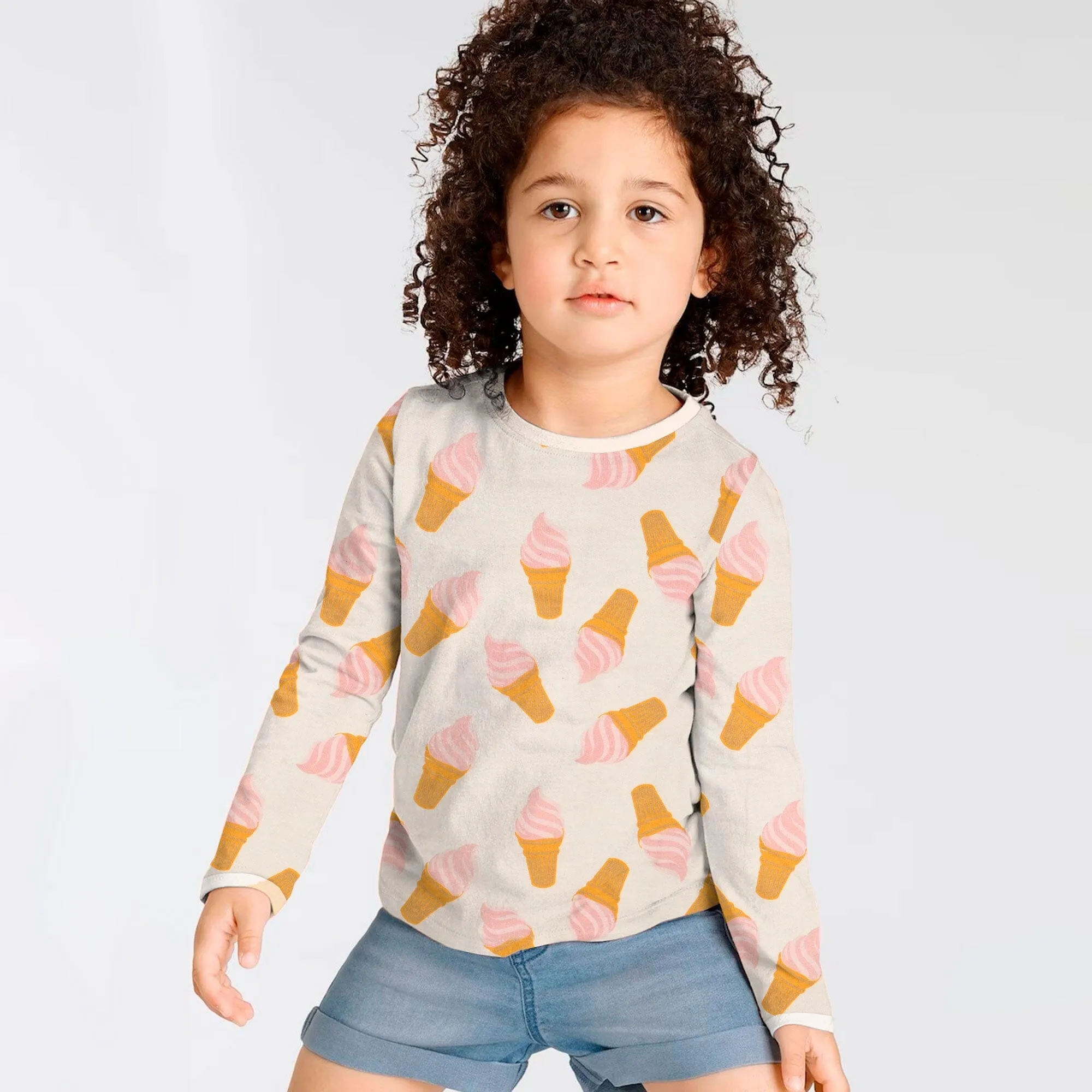 Girl's Ice Cone Printed Long Sleeve Fleece Sweatshirt