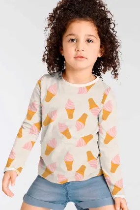 Girl's Ice Cone Printed Long Sleeve Fleece Sweatshirt