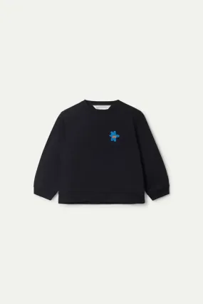 Girl's Sweatshirt w/ Black Flower Patch