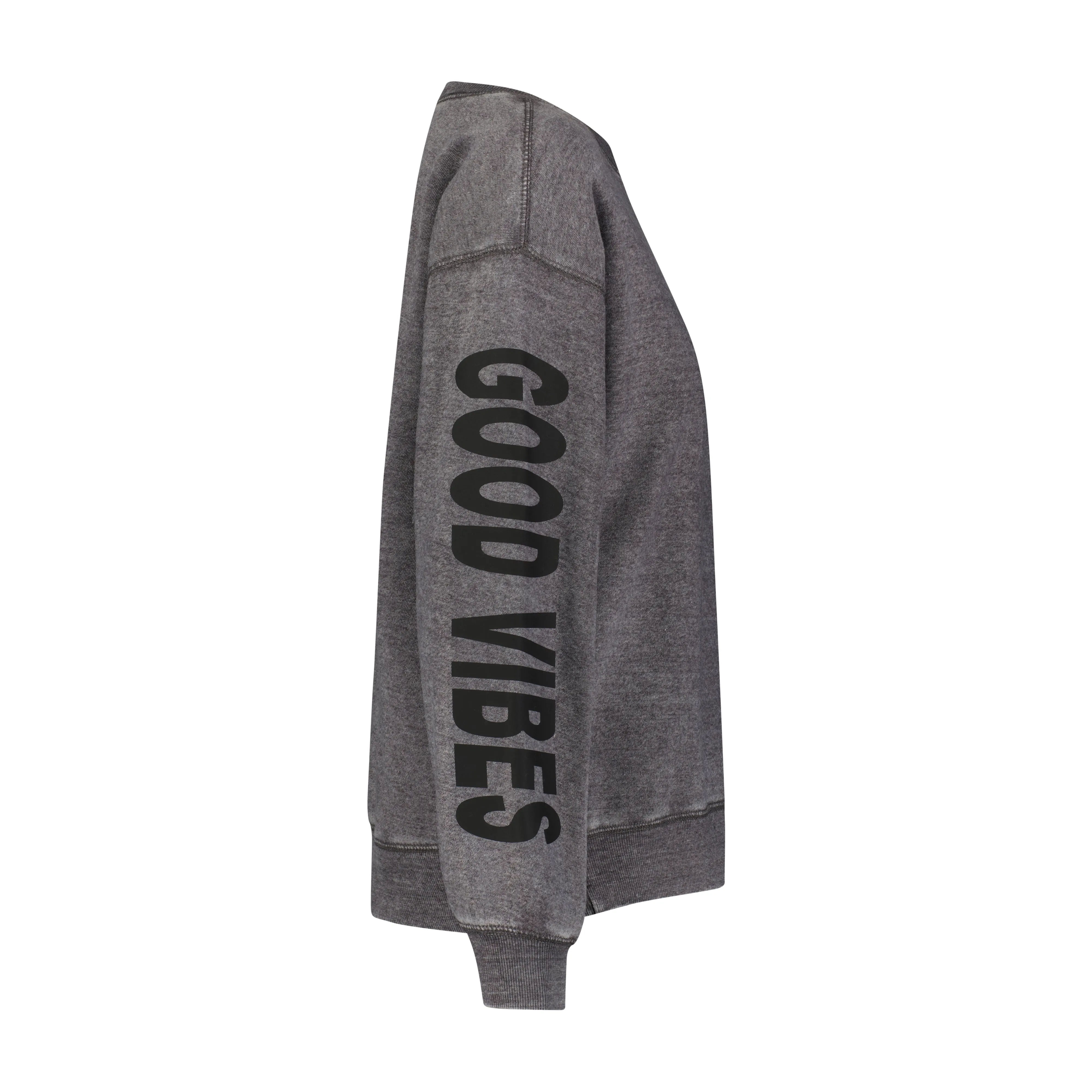 Good Vibes Blue Smile Grey Crew Sweatshirt