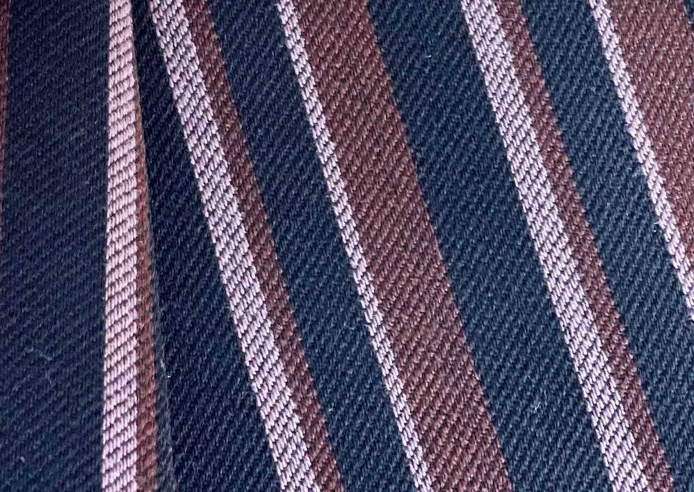 Handsome Striped Rosy mauve, Brick & Black Wool Twill