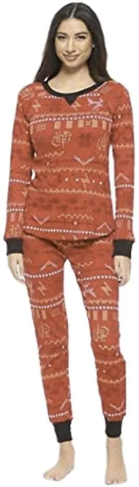 Harry Potter Hogwarts Fair Isle Thermal Red Pajama Set