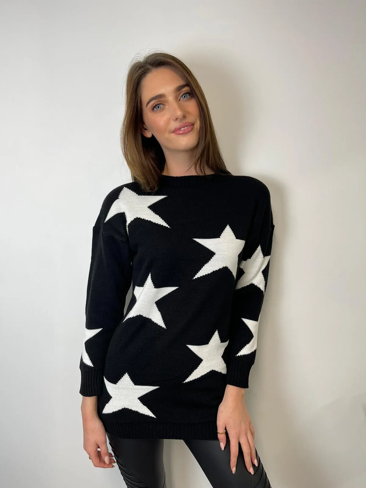 Holly Star Print Jumper (Black)