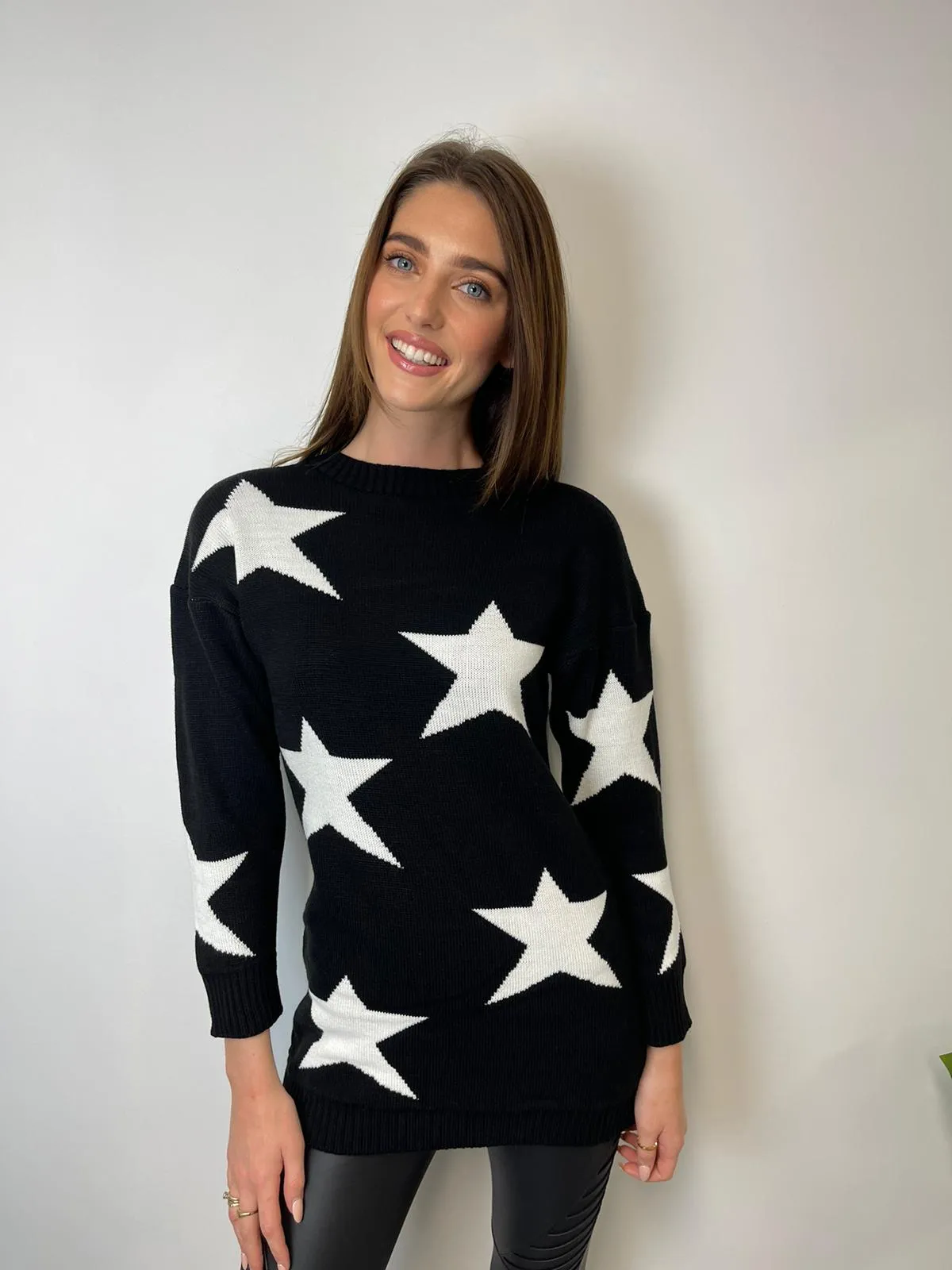 Holly Star Print Jumper (Black)