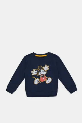 Infant Boys Grey And Navy Printed Sweatshirt Set (Pack Of 2)