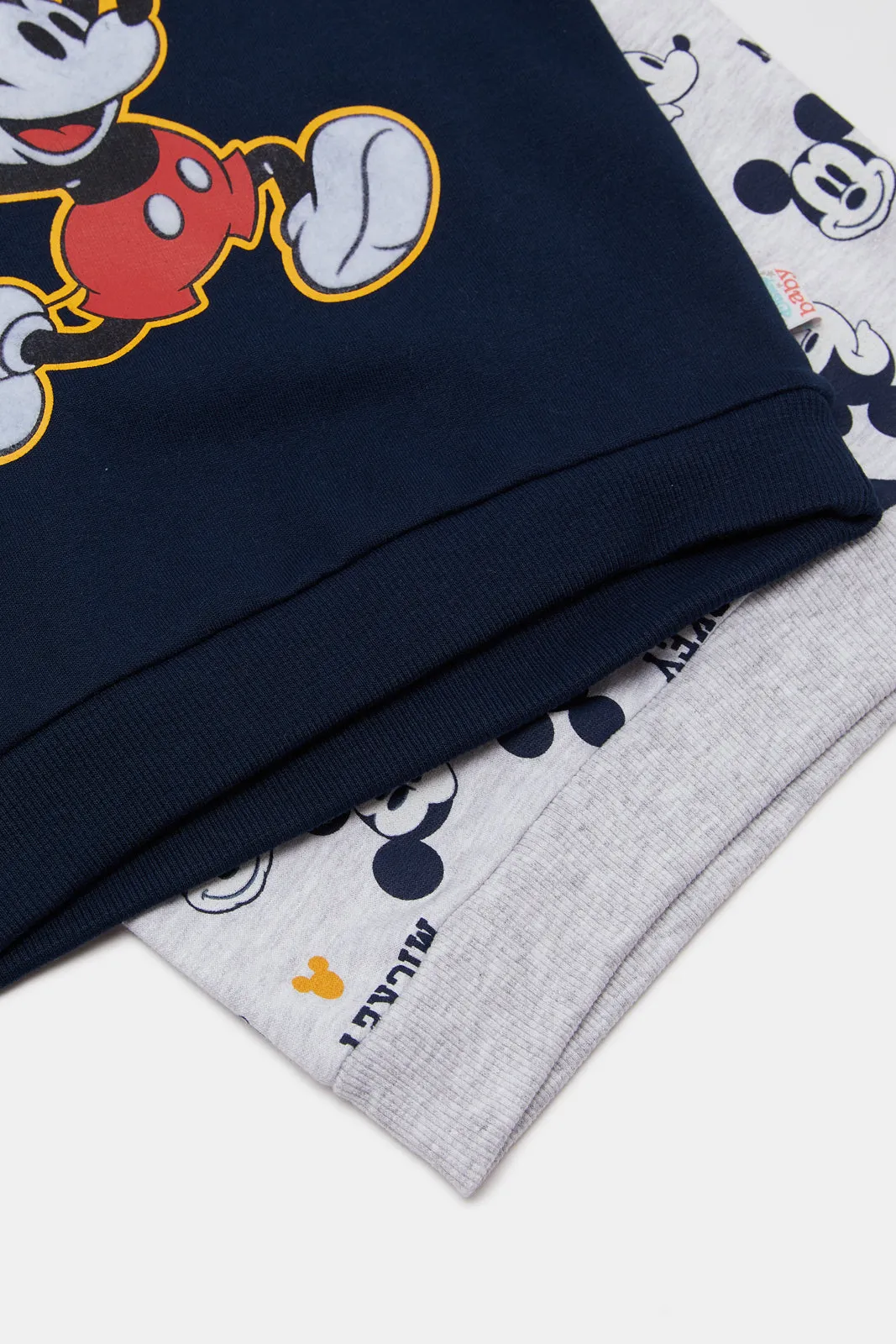 Infant Boys Grey And Navy Printed Sweatshirt Set (Pack Of 2)