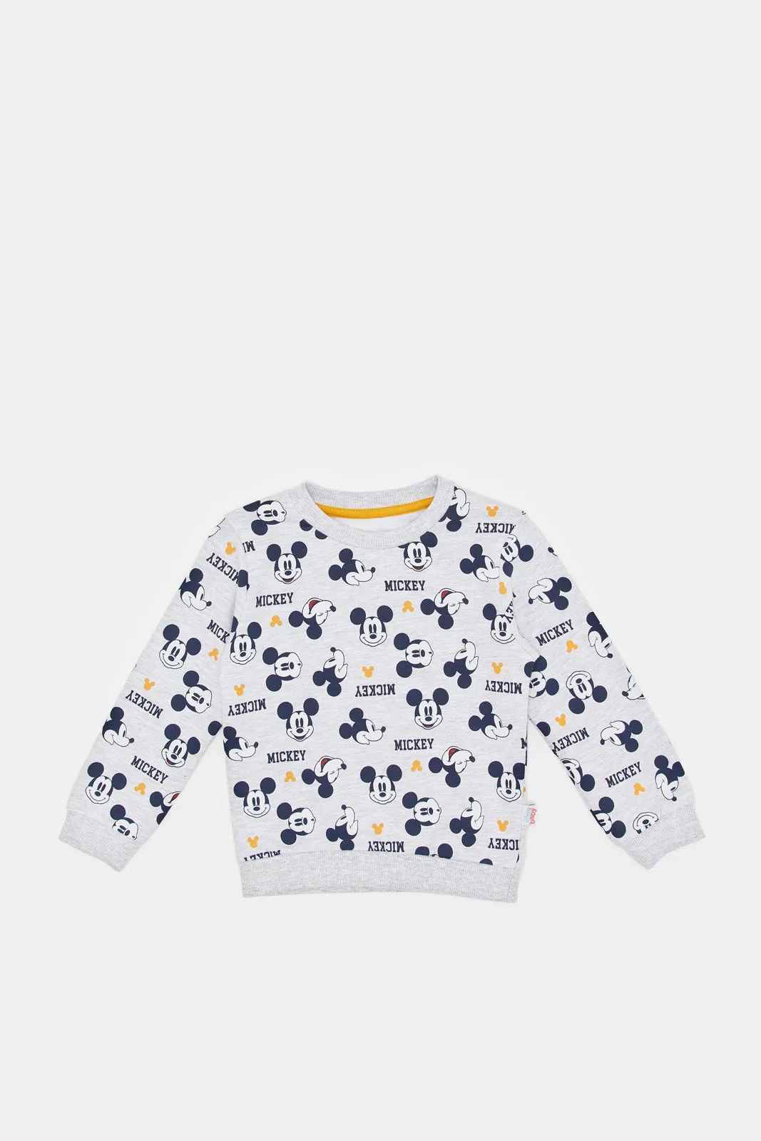 Infant Boys Grey And Navy Printed Sweatshirt Set (Pack Of 2)