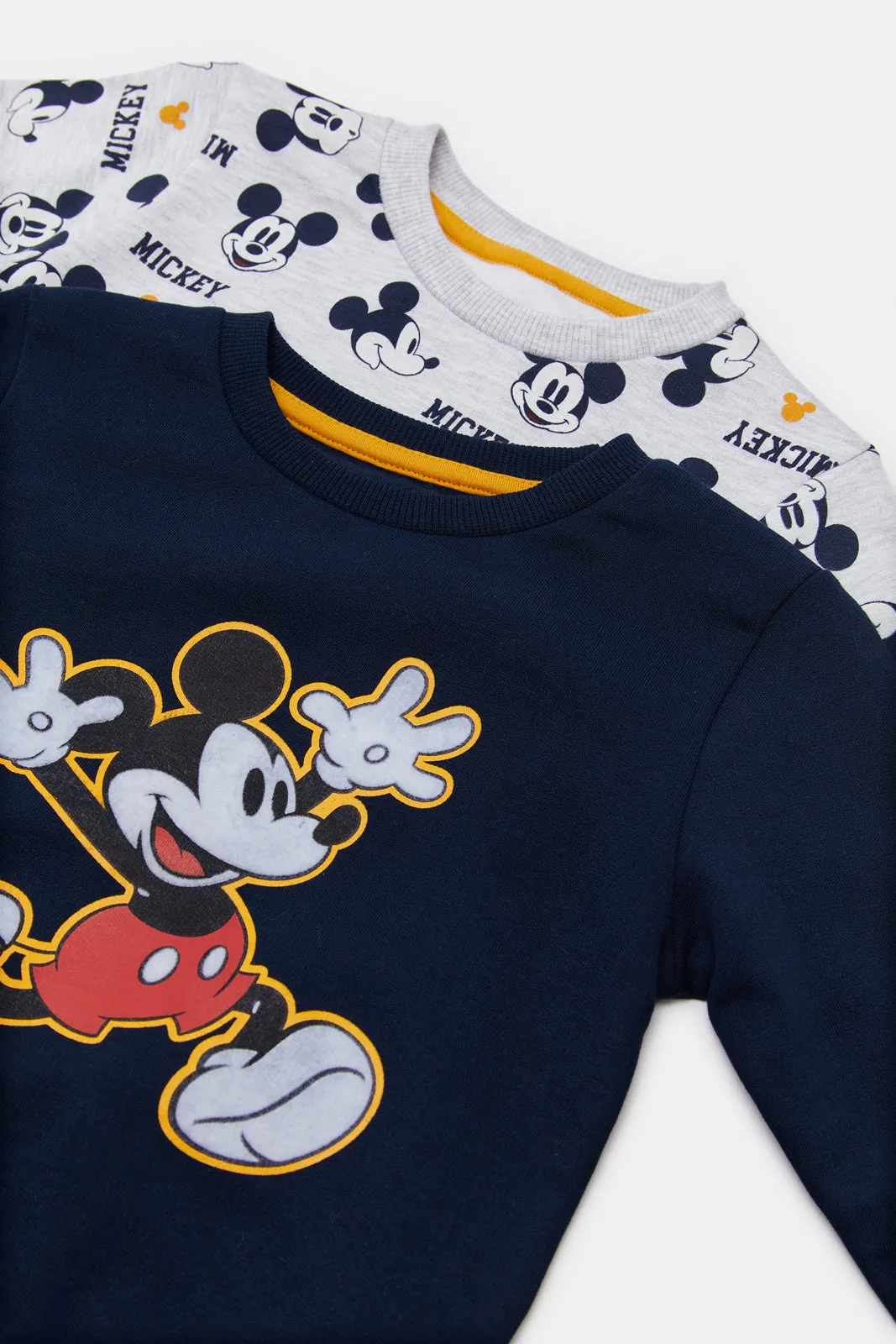 Infant Boys Grey And Navy Printed Sweatshirt Set (Pack Of 2)