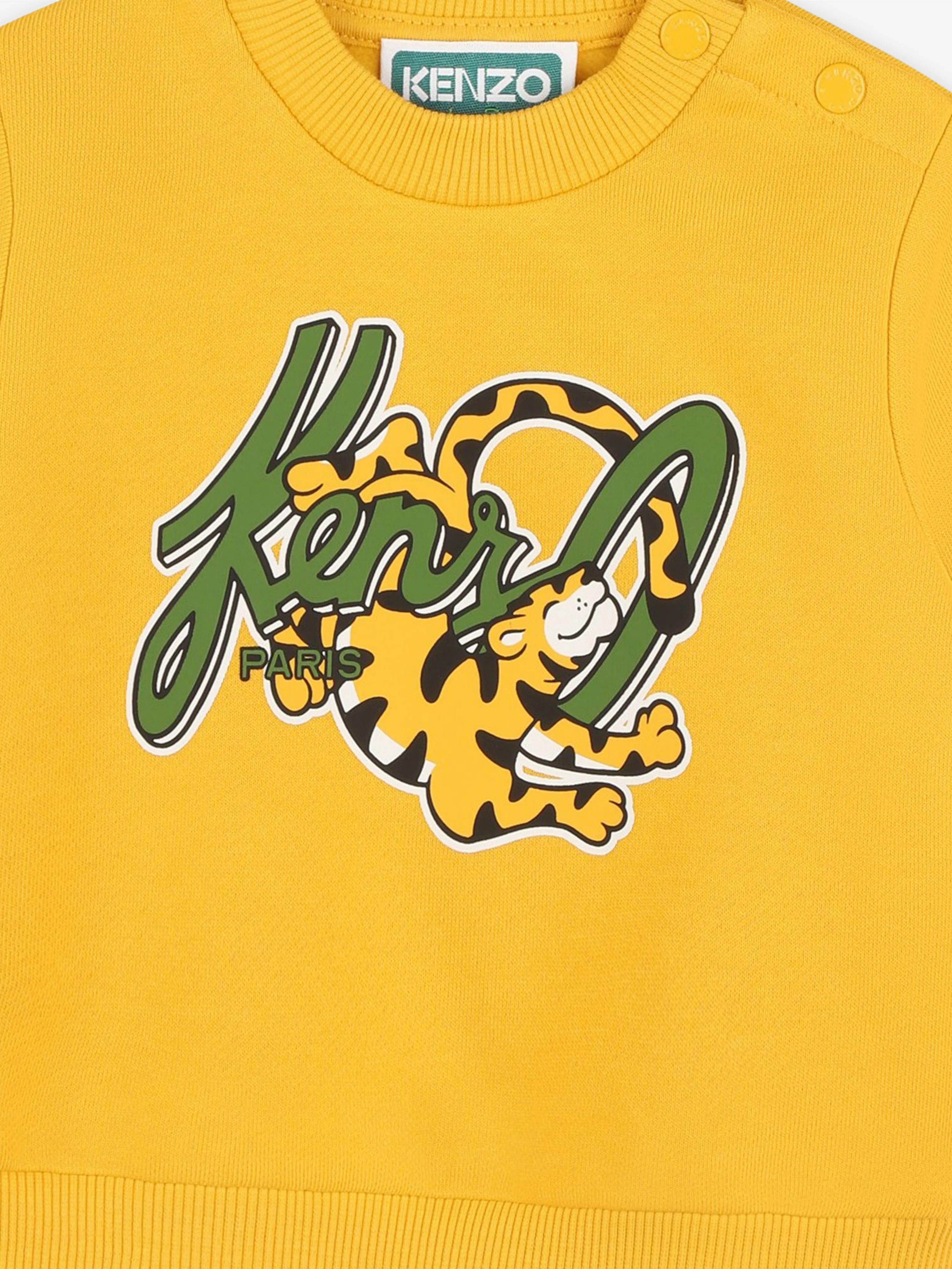 KENZO Baby Boys Tiger Logo Sweatshirt in Yellow