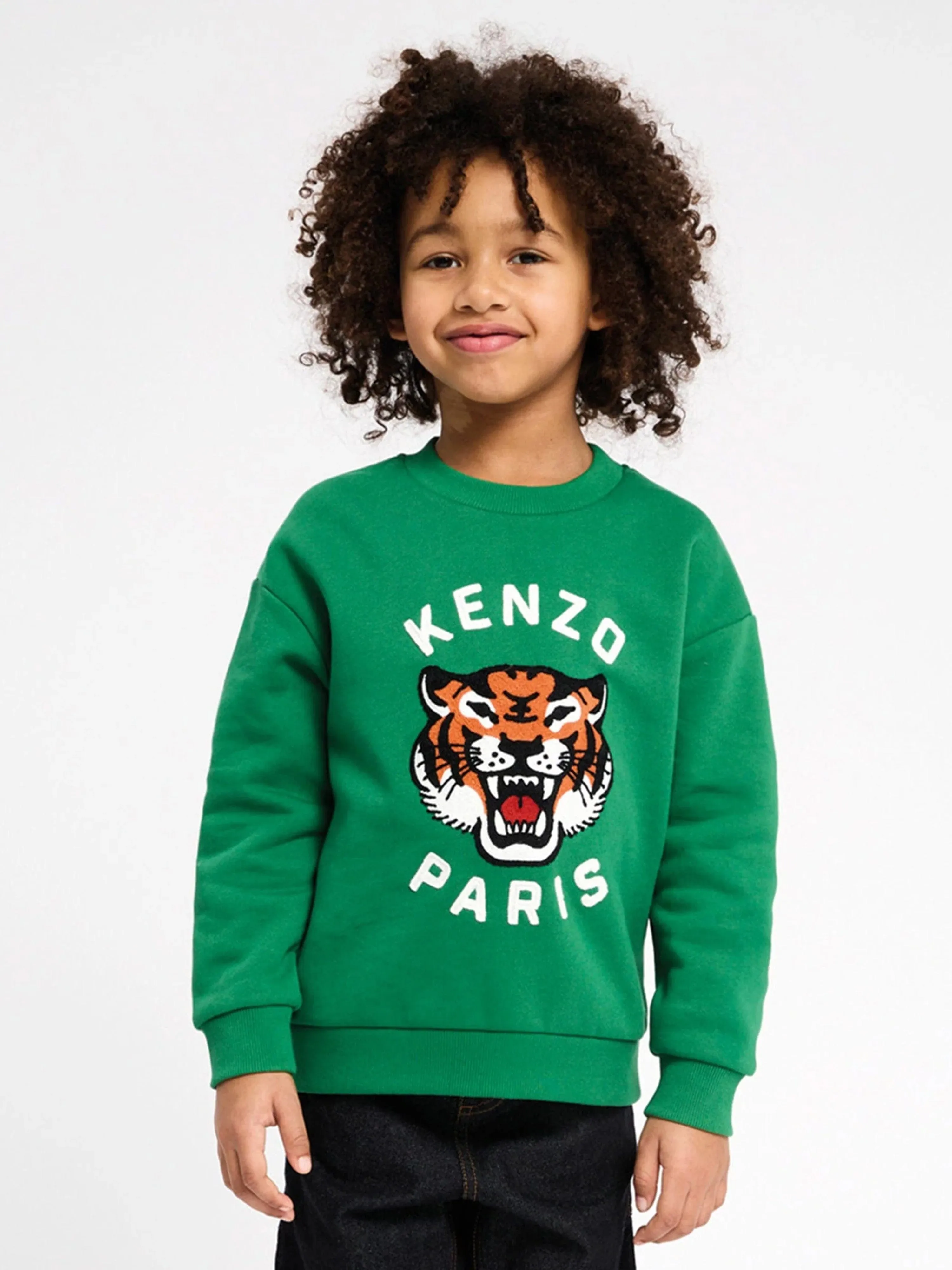 KENZO Boys Tiger Logo Sweatshirt in Green