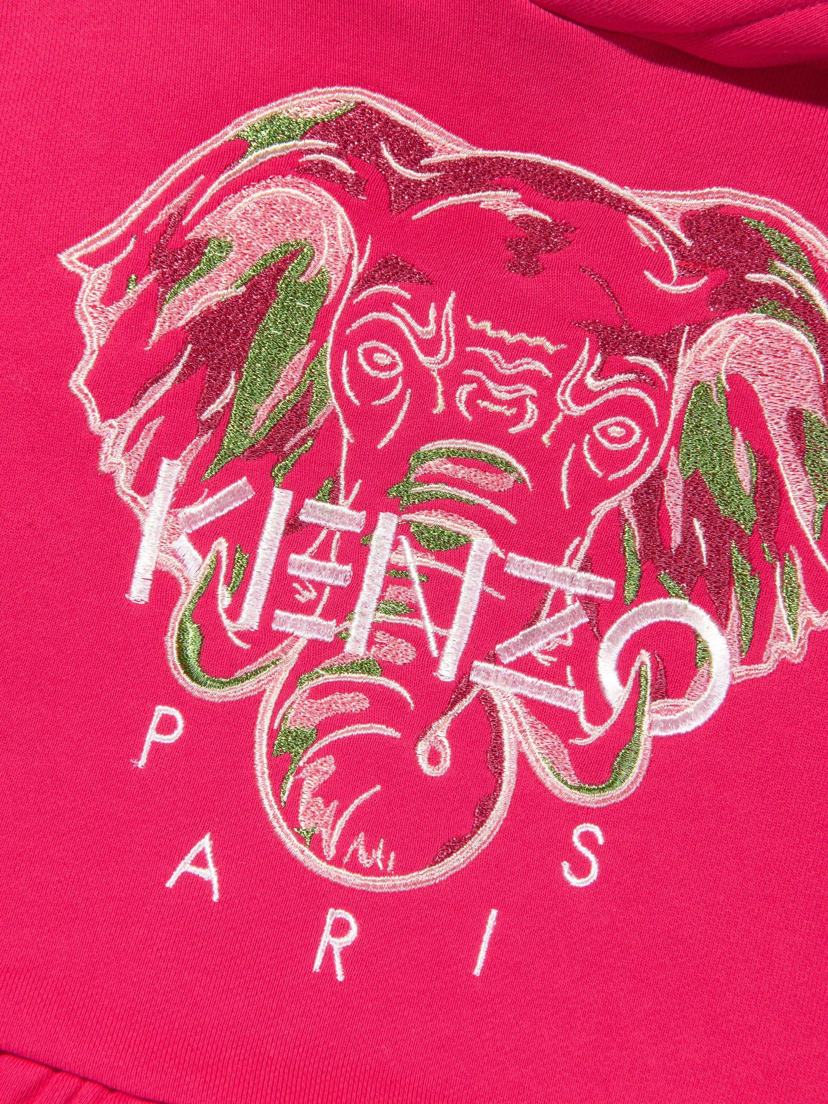 KENZO Girls Elephant Hooded Sweatshirt in Pink