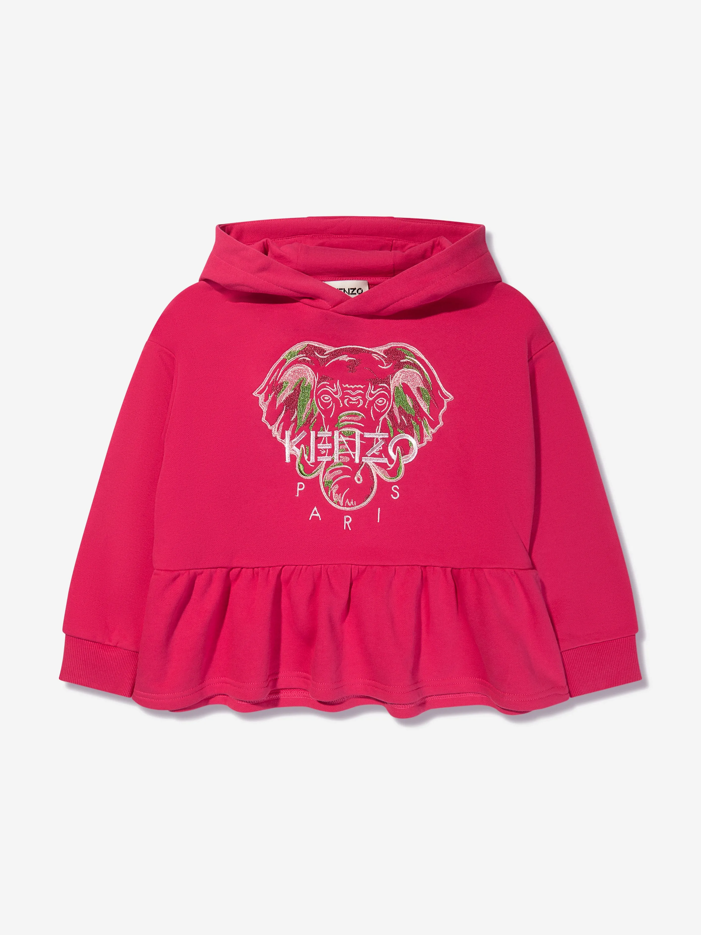 KENZO Girls Elephant Hooded Sweatshirt in Pink