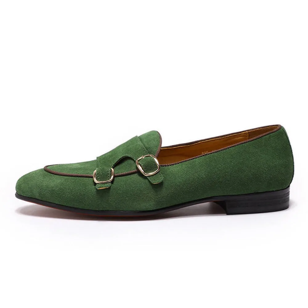 Kyobe Green Suede Monk Strap Loafer