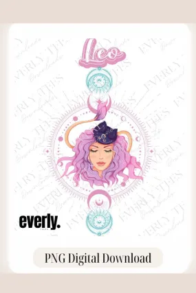 Leo Zodiac Bright Pastel Design PNG Download