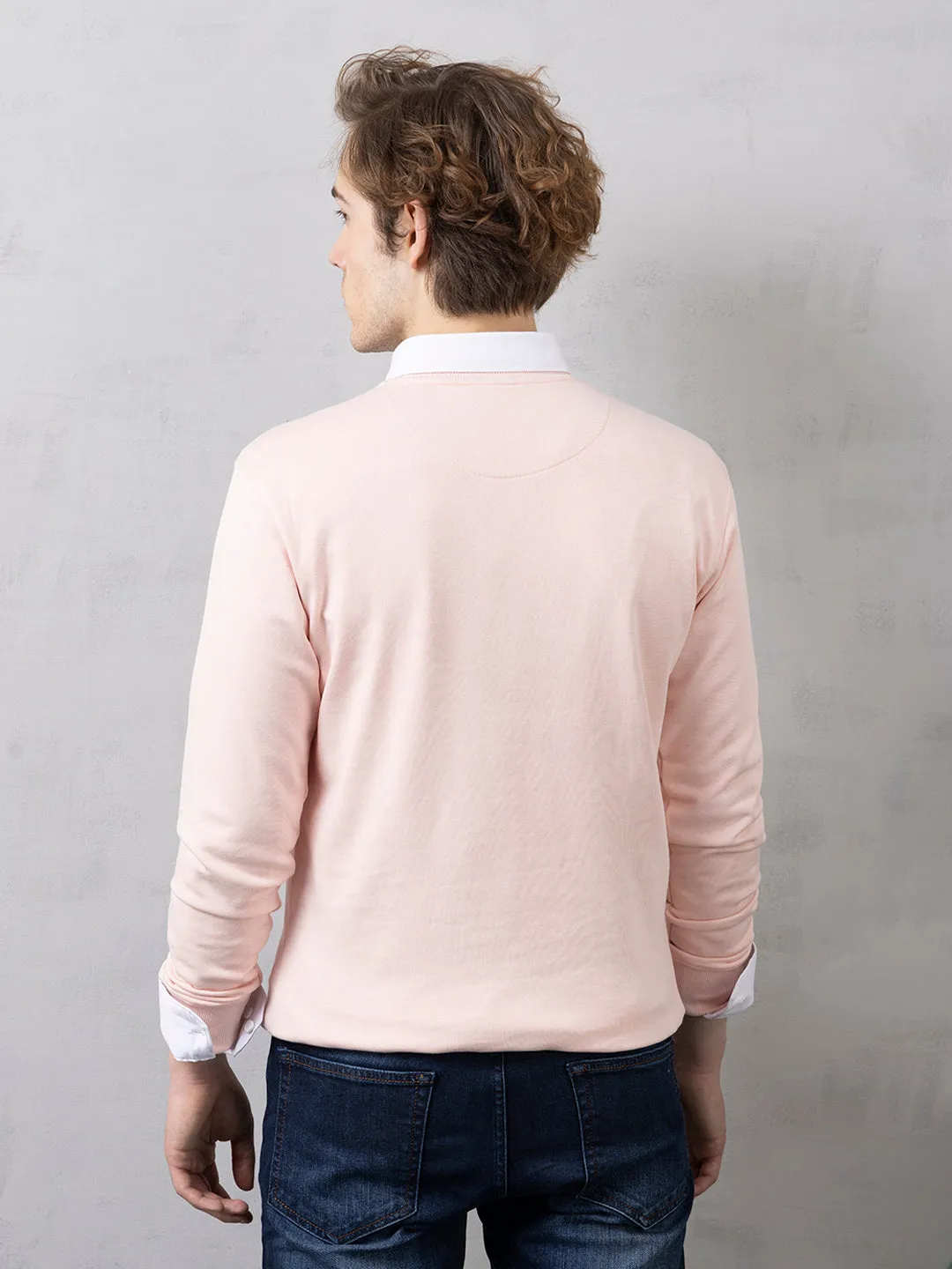 Light Pink Chest Print Sweatshirt