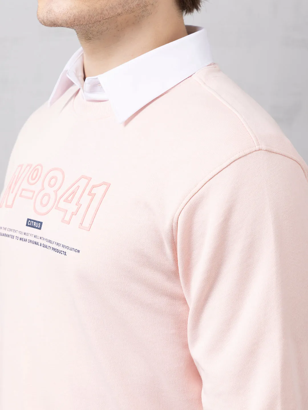 Light Pink Chest Print Sweatshirt