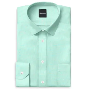 Long Sleeve Linen Shirt in Light Turquoise