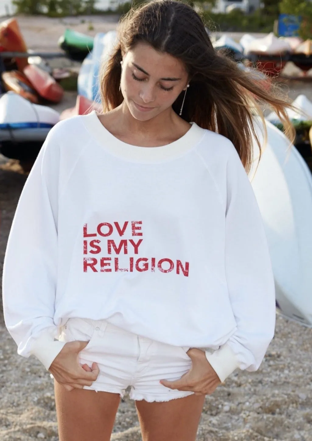 LOVE IS .... RED on WHITE Sweatshirt