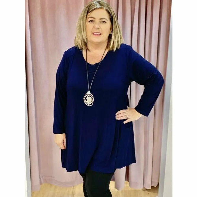 Magna Long Sleeve Pocket Tunic in Navy