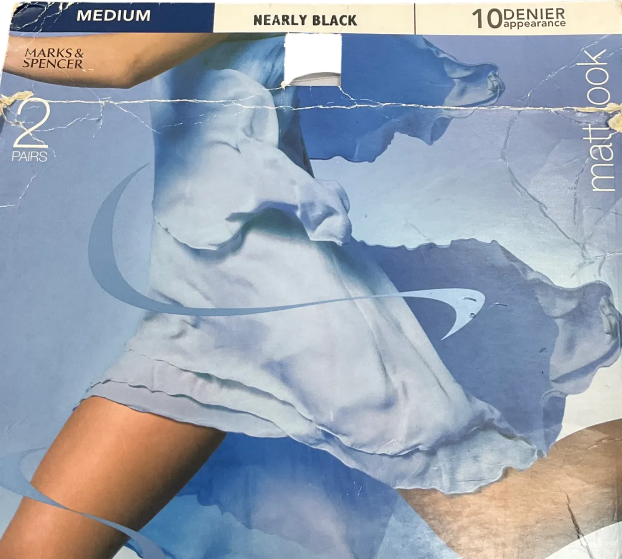 M&S Black Light Support Matt Look 10 Denier Tights - 2 Pack UK M