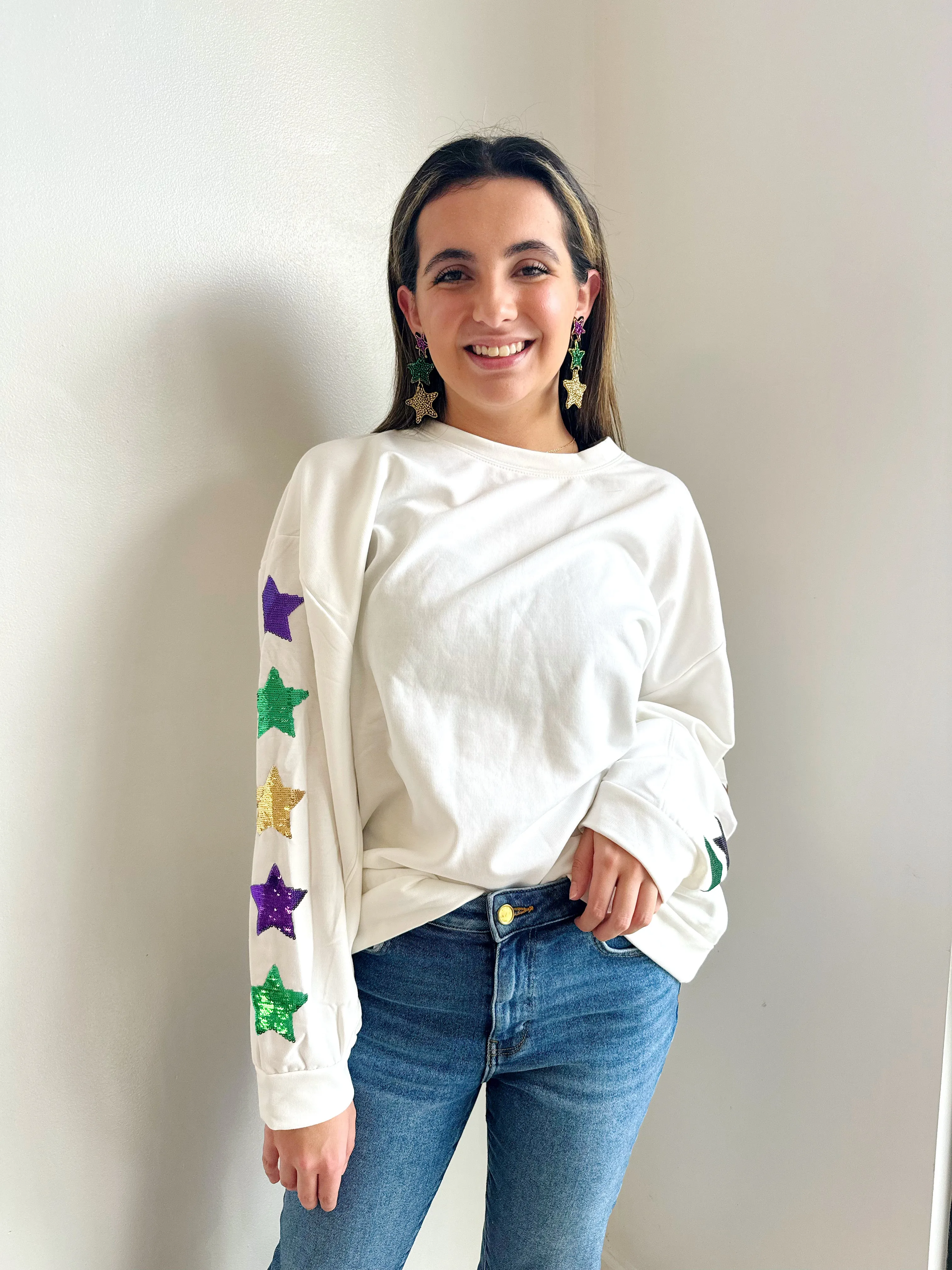 Mardi Gras Sequin Stars Jules Sweatshirt