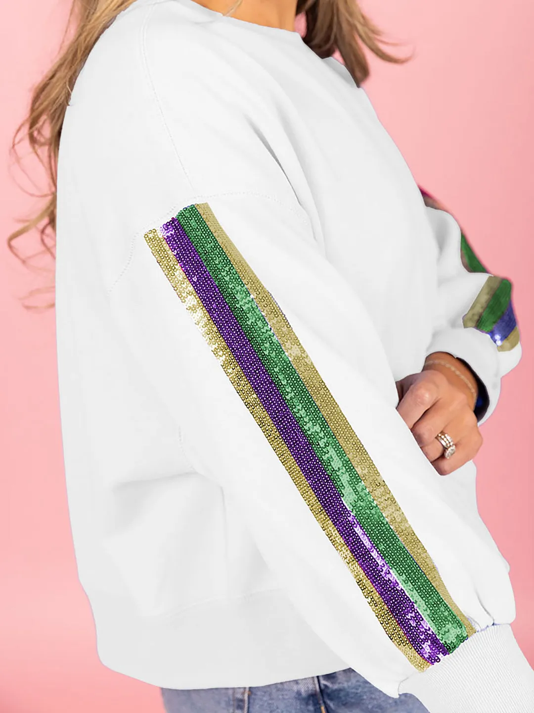 Mardi Gras Sequin Stripes Millie Sweatshirt