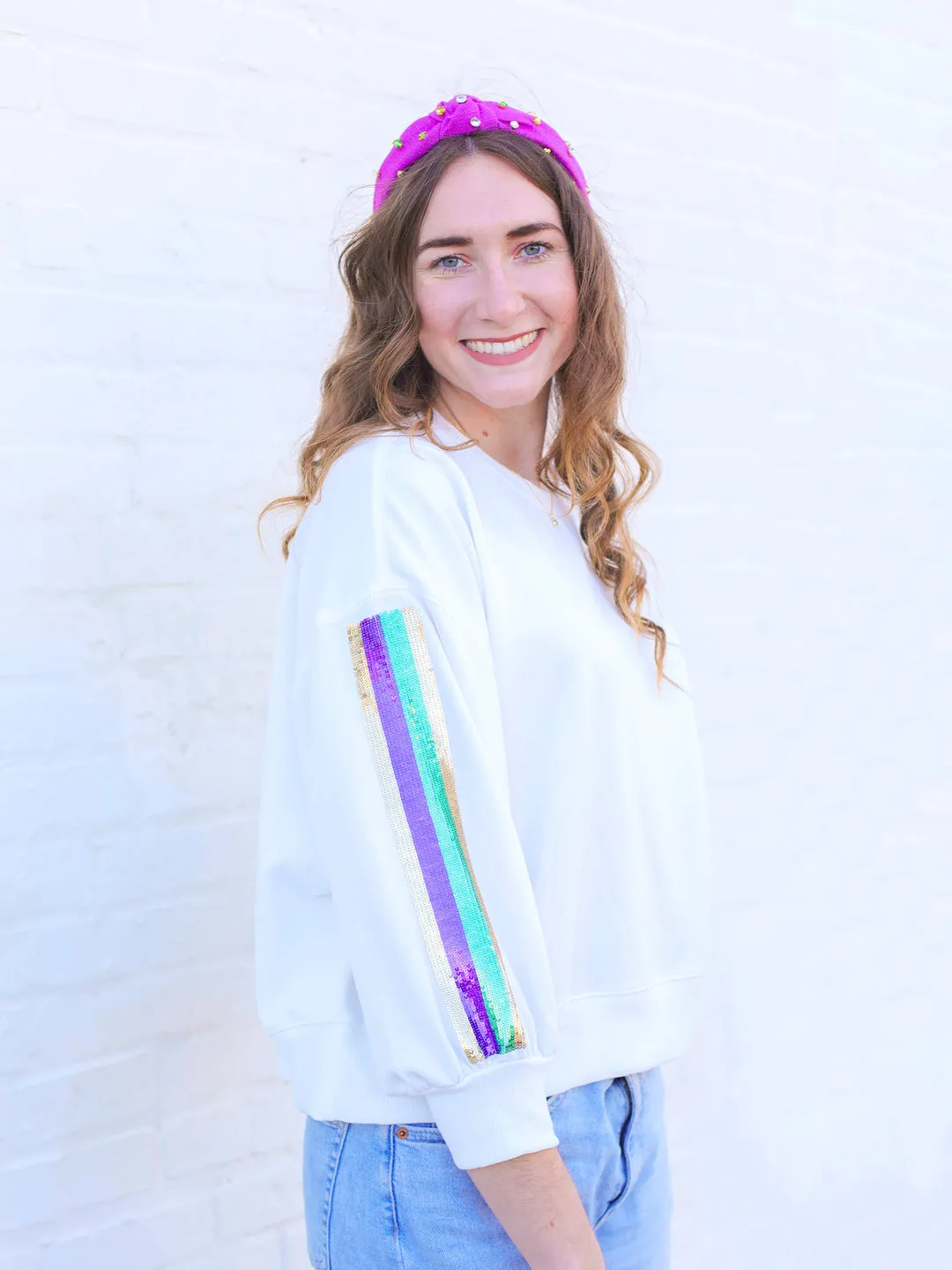 Mardi Gras Sequin Stripes Millie Sweatshirt