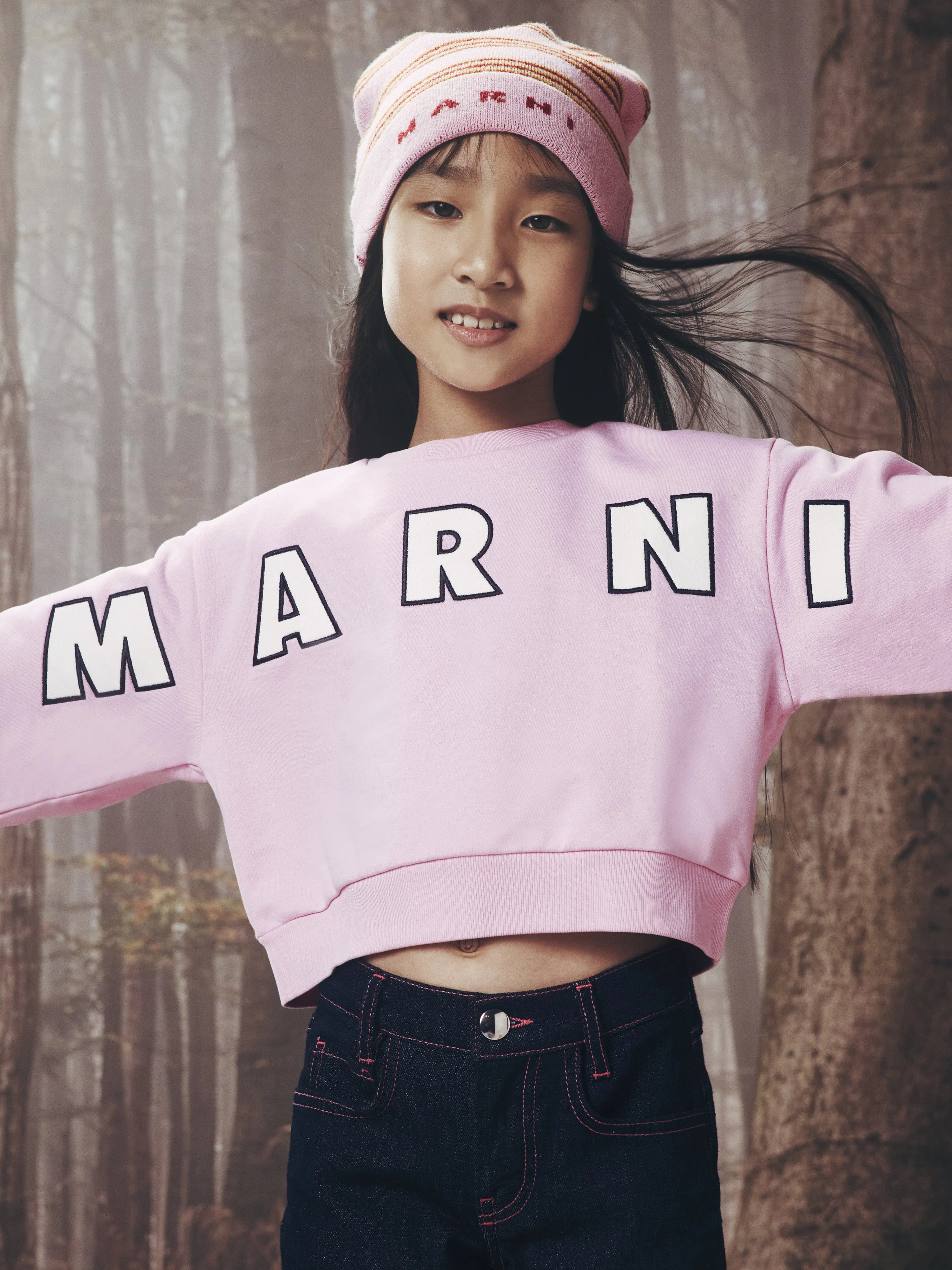 MARNI Girls Logo Sweatshirt in Pink