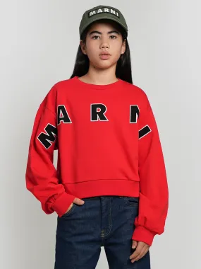 MARNI Girls Logo Sweatshirt in Red