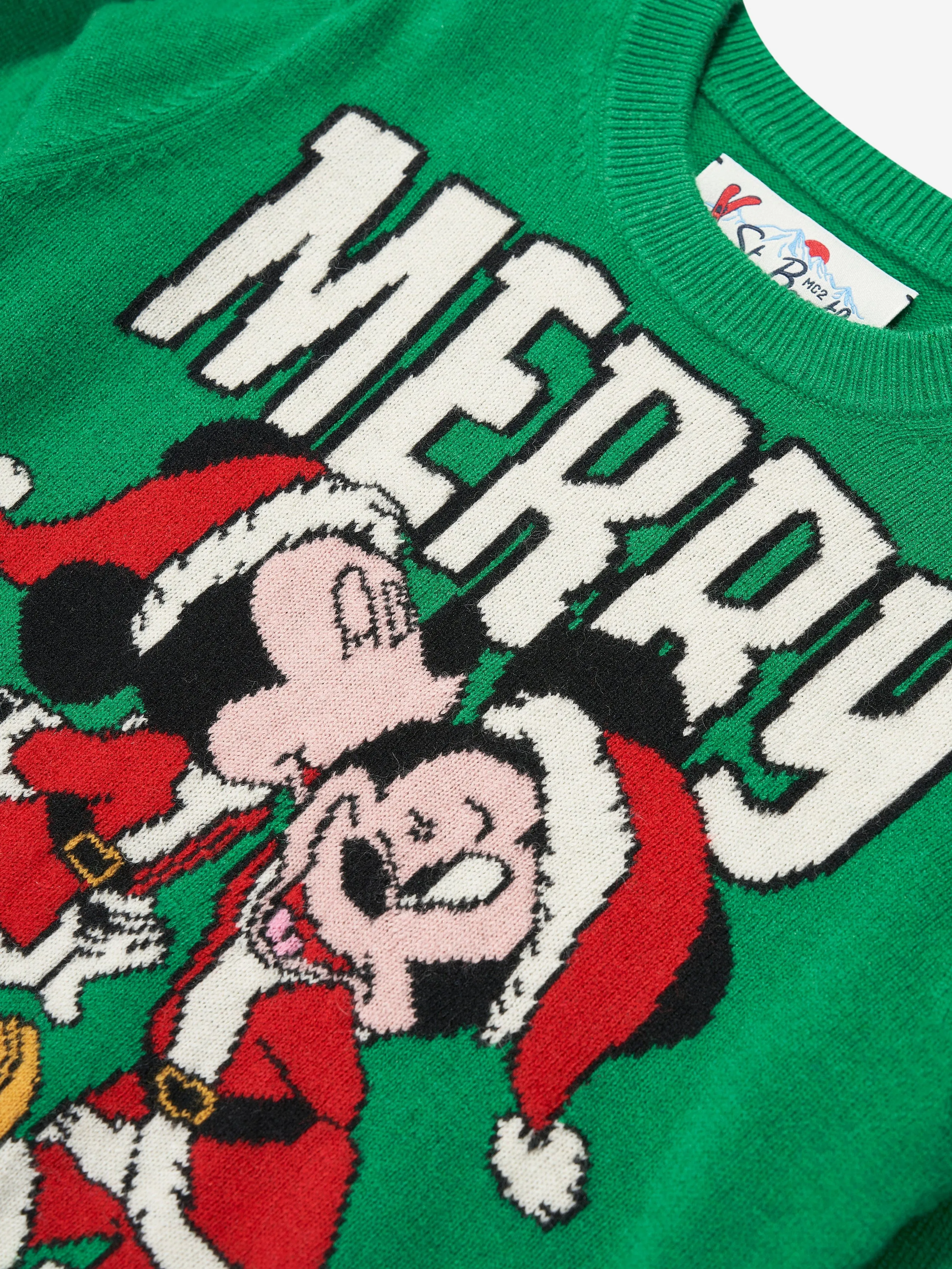 MC2 Saint Barth Boys Mickey Minnie Kissmas Sweatshirt in Green