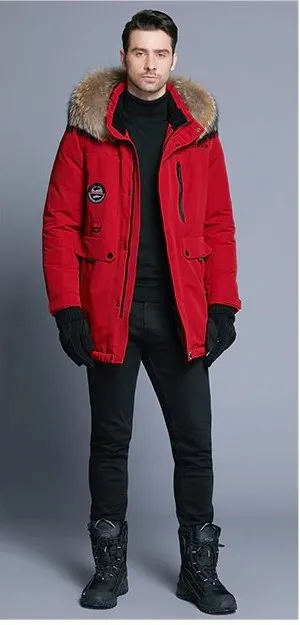 Men's Winter Warm Down Coat With Detachable Fur Hat
