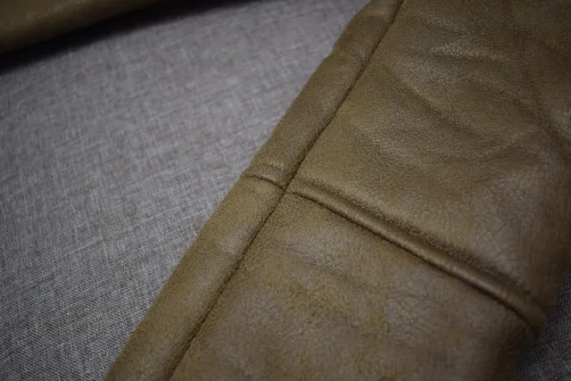 Men's Winter Warm Faux Suede Leather Jacket With Turn-Down Fur Collar