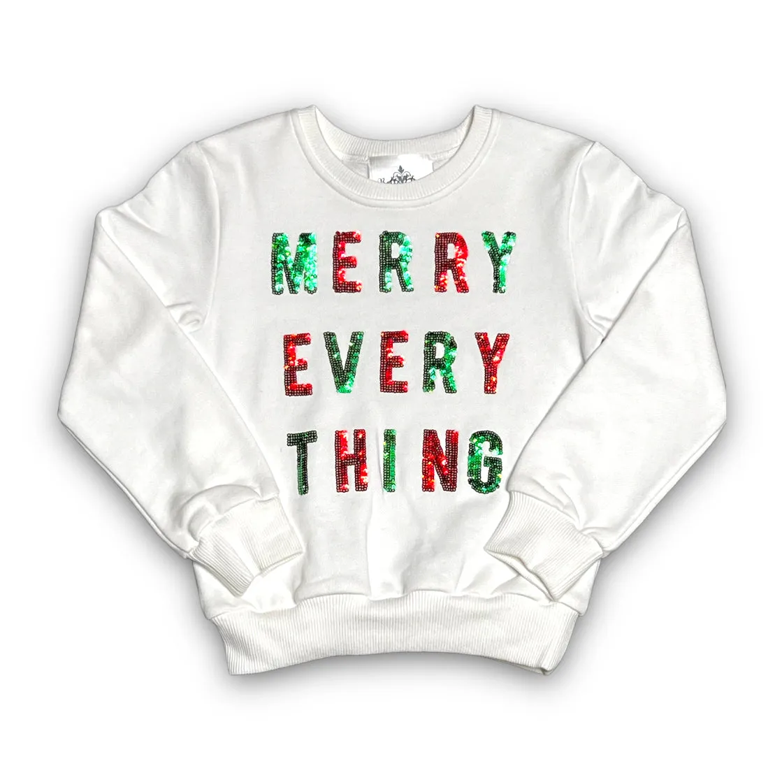 Merry Everything Sequin Kid Sweatshirt