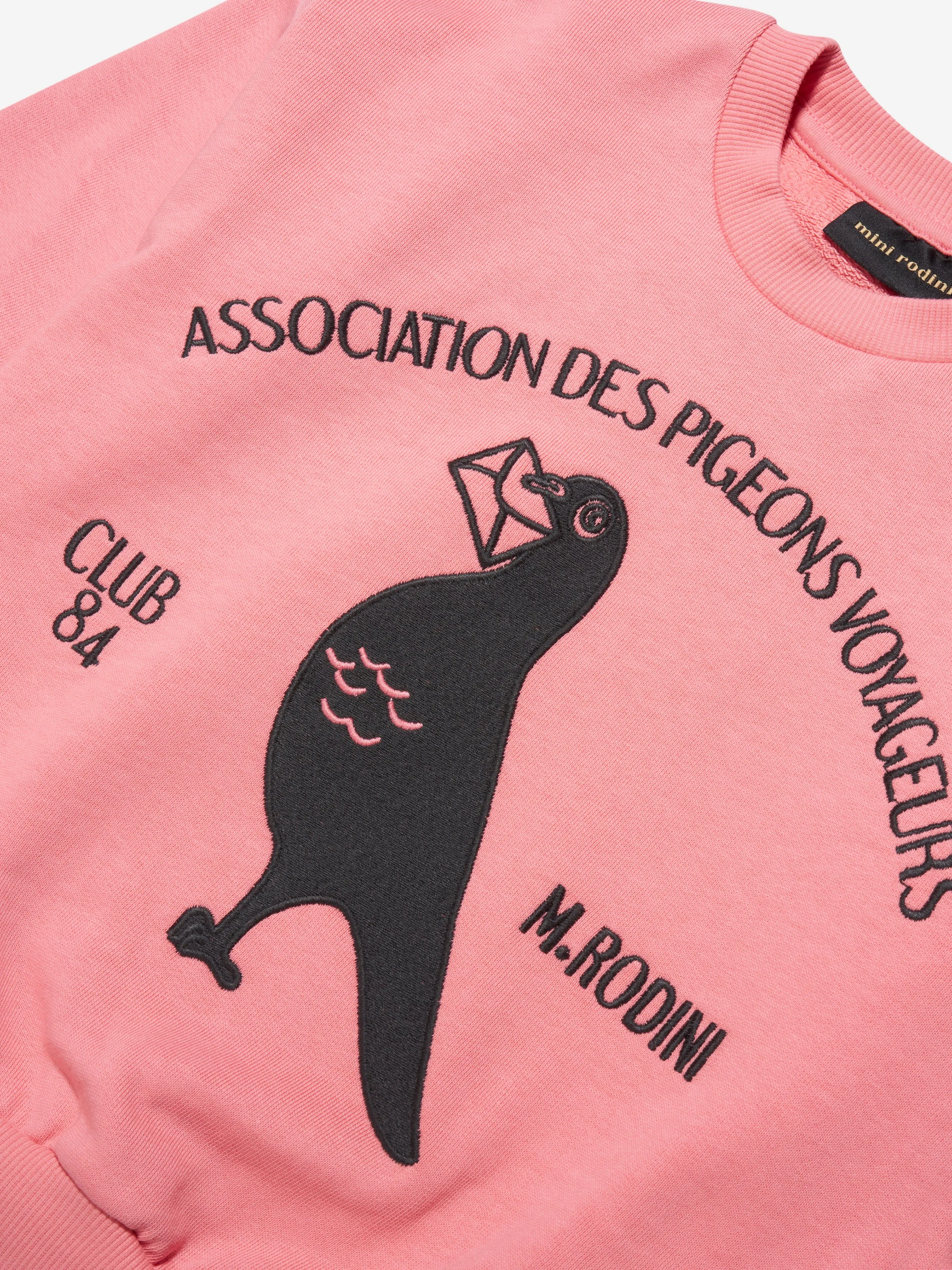Mini Rodini Girls Organic Cotton Pigeon Sweatshirt In Pink